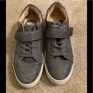 J/Slides NYC silver sparkle sneakers
